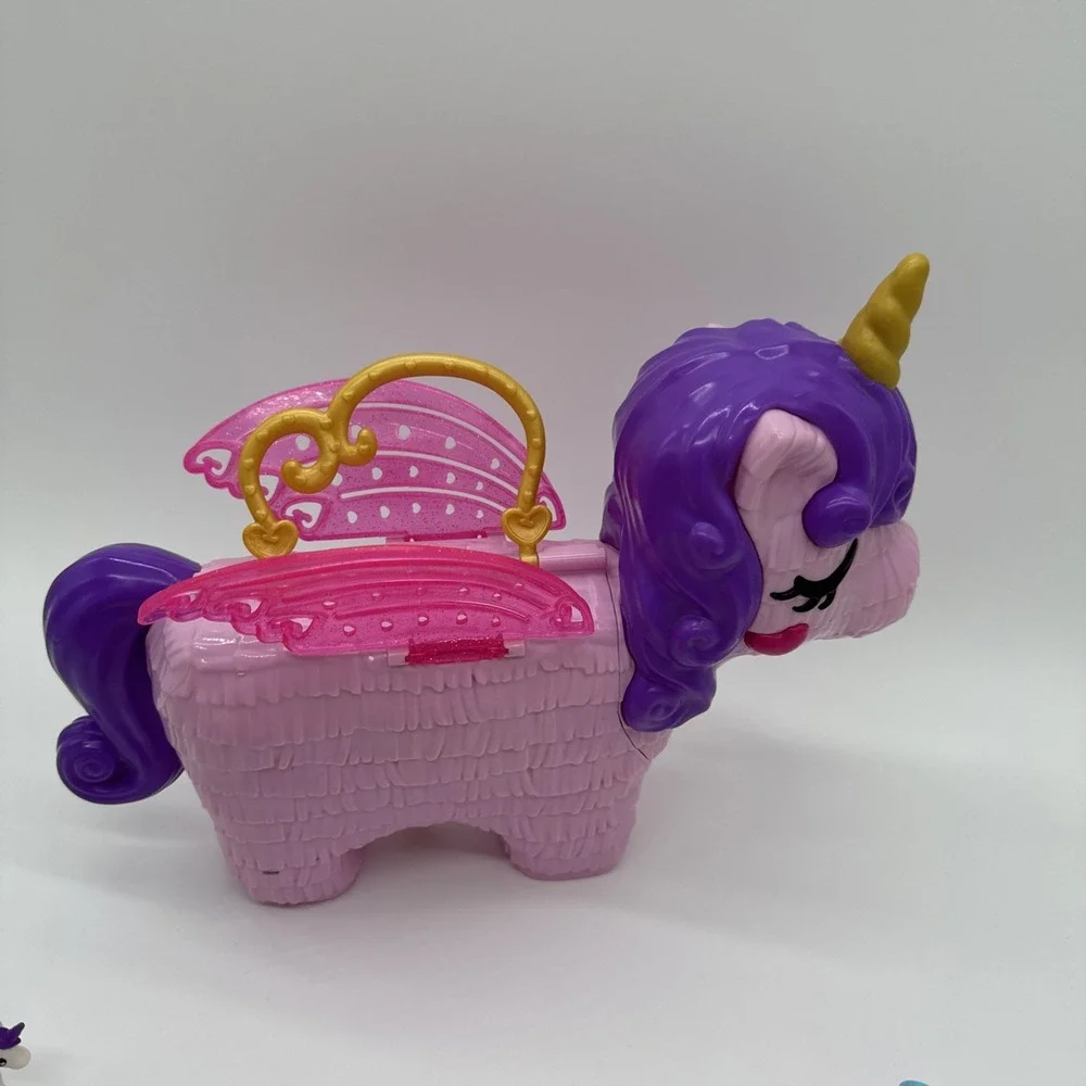Polly Pocket Rainbow Funland Figures Unicorn Compact Accessories Lot Bundle
